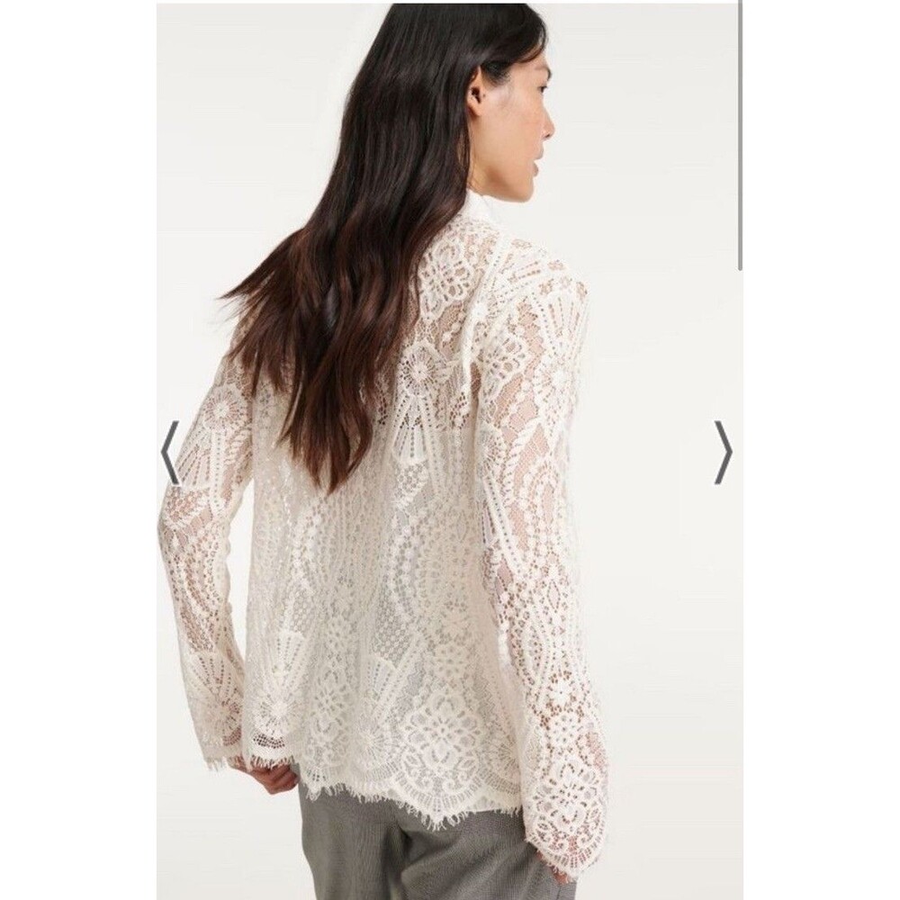Dorothee Schumacher Causal Romance Lace Button Down Blouse NWT Sz M Powder White - Picture 2 of 13